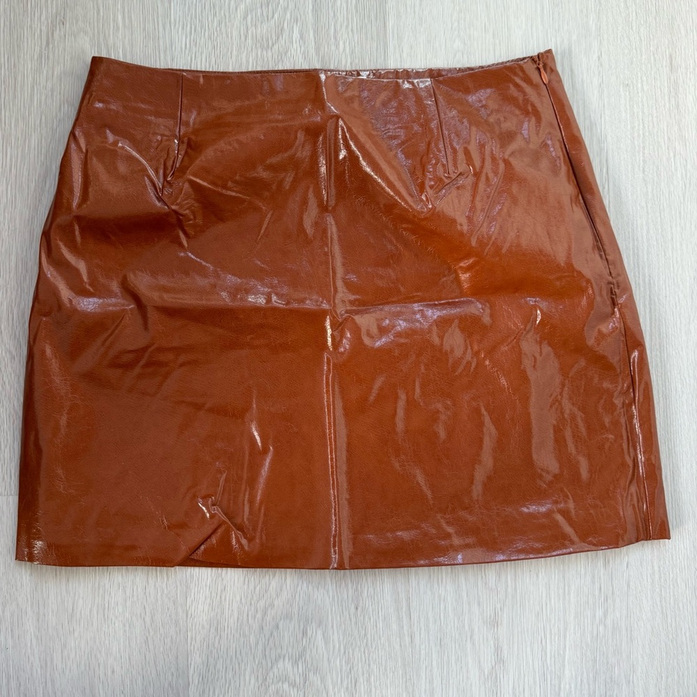 Cotton On Autumn Brown Mini Vegan Leather mini Skirt